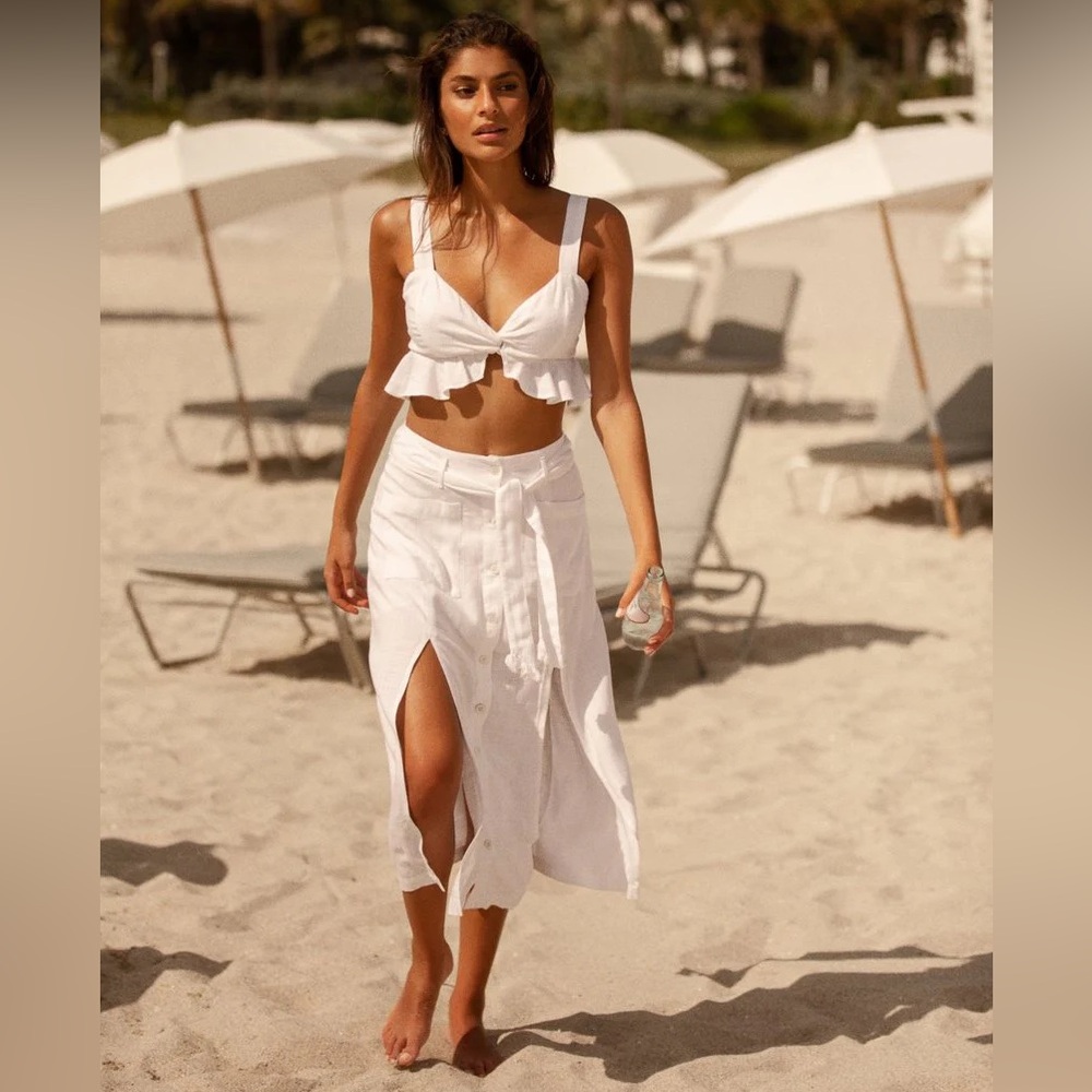 L*Space Del Mar Skirt White Linen NWT